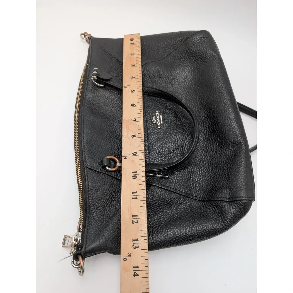 Coach‎ Satchel Womens Medium Black Kelsey Pebbled Leather Crossbody Handbag